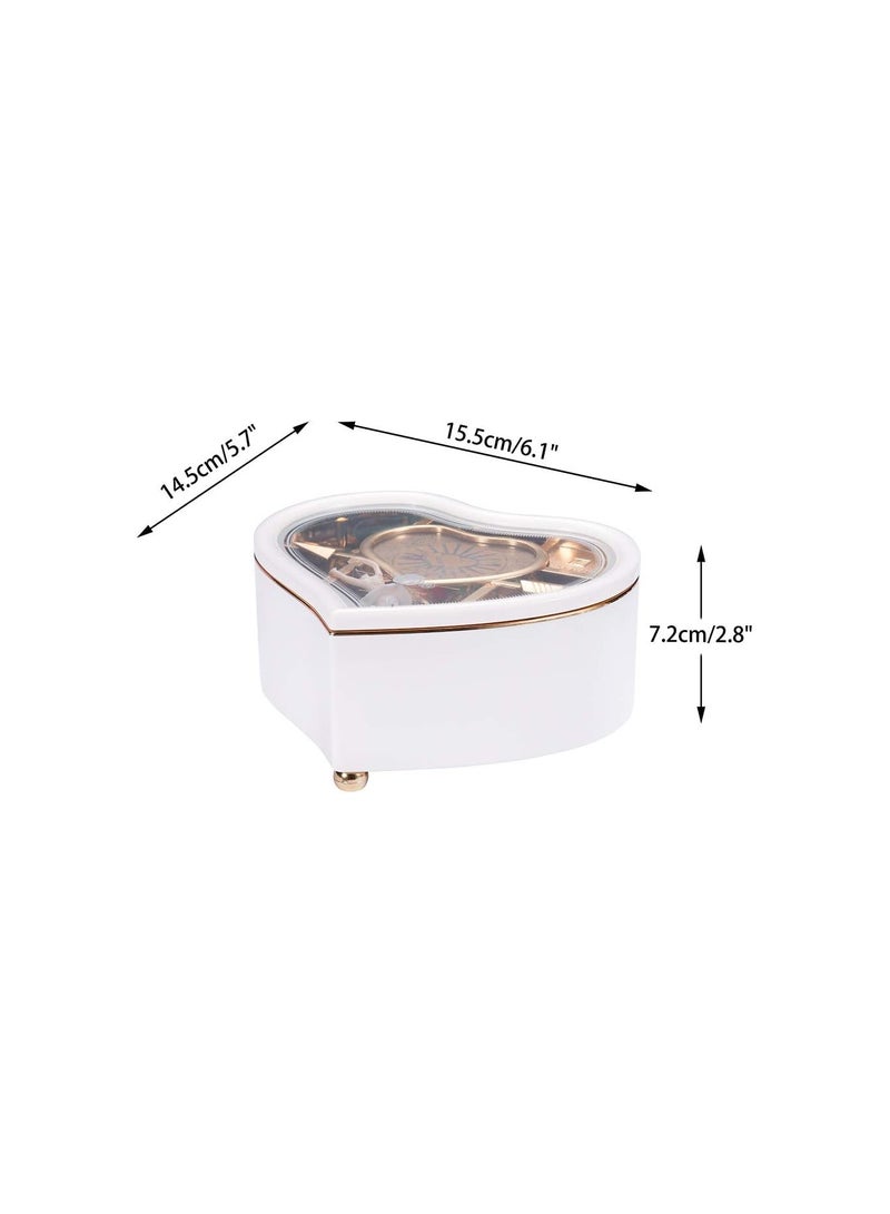 general Rainbowie Heart Musical Jewelry Box, Musical Jewelry Storage Box with Dancing Girl,Arrow Design Christmas Gift White - Image 3