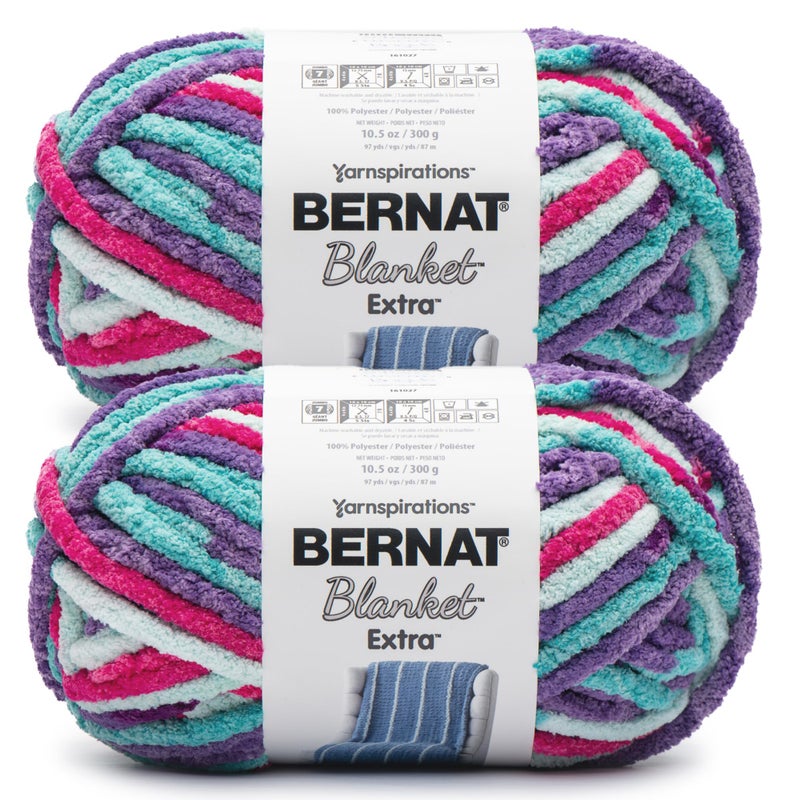 Bernat Blanket Extra Unicorn Brights Yarn - 2 Pack of 300g/10.5 oz - 100% Polyester - #7 Jumbo - 97 Yards - Knitting/Crochet - Image 1