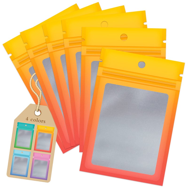 Funfery 100 PACK Smell Proof Resealable Bags for Food StorageClear Cute Mylar Bags for Small Business Foil Pouch Zipper Packaging Bag for Sample Jewelry Eyelash GlossYellow Orange477in