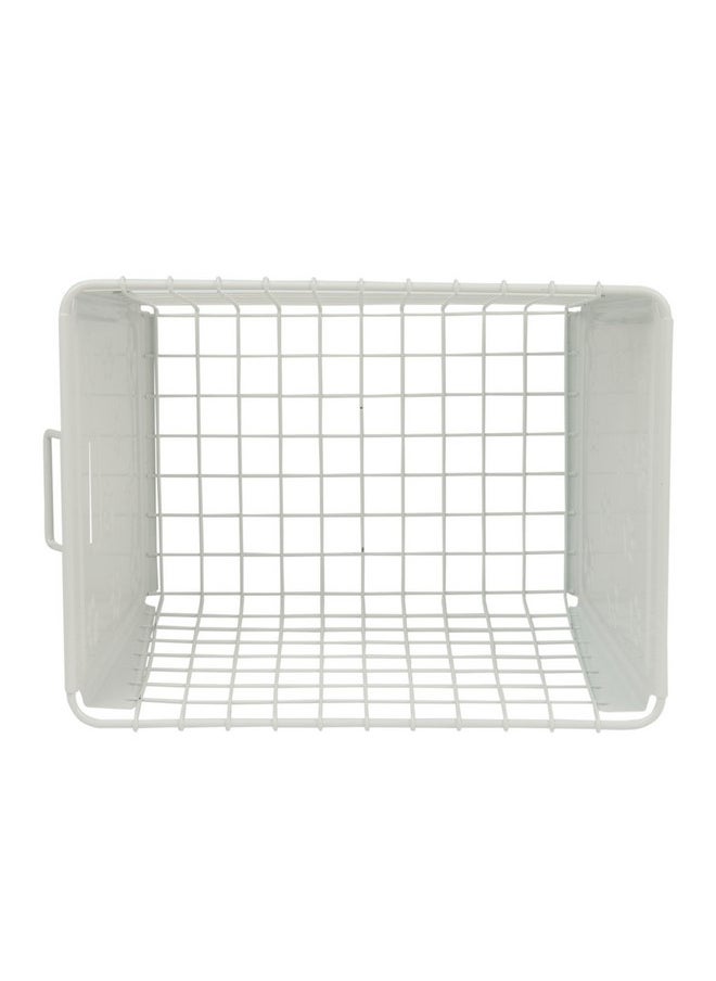 Spectrum Diversified Spectrum Macklin Paw Printed Wire Basket Medium with Label Plate (White) - Storage Bin & Décor for Bathroom, Closet, Pantry, Under Sink, Toy, Shelf, Kitchen, & Nursery Organization  - Image 4