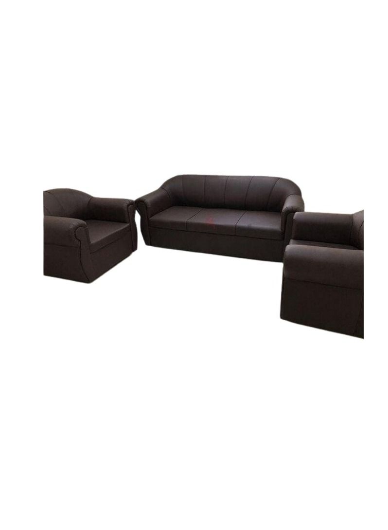 5 Seat Faux Leather Sofa -3+1+1- For Living Room Brown 190x80x80
