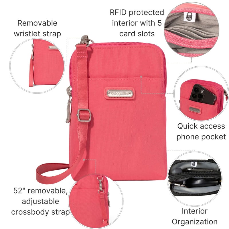Baggallini Take Two RFID Bryant Crossbody - 5x7.25" Lightweight Small Phone Wallet Crossbody Bag - Nylon Travel Purse - Image 3