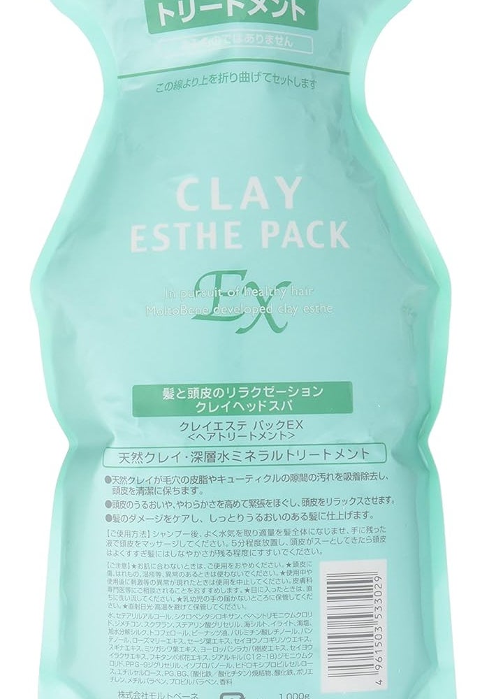 MoltoBene Clay Esthe Pack EX - 35.27 oz Refill for Healthy Hair and Scalp Treatment - Image 1