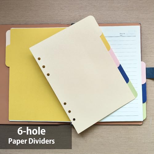 DY.2ten Binder Dividers for 6 Ring Binder, 5-Tab Sturdy Paper Dividers, A5 Index Divider, Multicolor 6 Hole Binder Dividers, Insertable Notebook Planner Tab Dividers for Binders, 2 Sets, 10 Dividers - Image 5