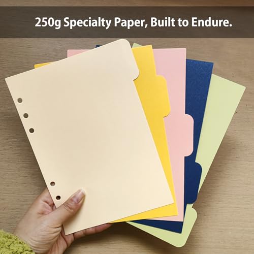 DY.2ten Binder Dividers for 6 Ring Binder, 5-Tab Sturdy Paper Dividers, A5 Index Divider, Multicolor 6 Hole Binder Dividers, Insertable Notebook Planner Tab Dividers for Binders, 2 Sets, 10 Dividers - Image 3