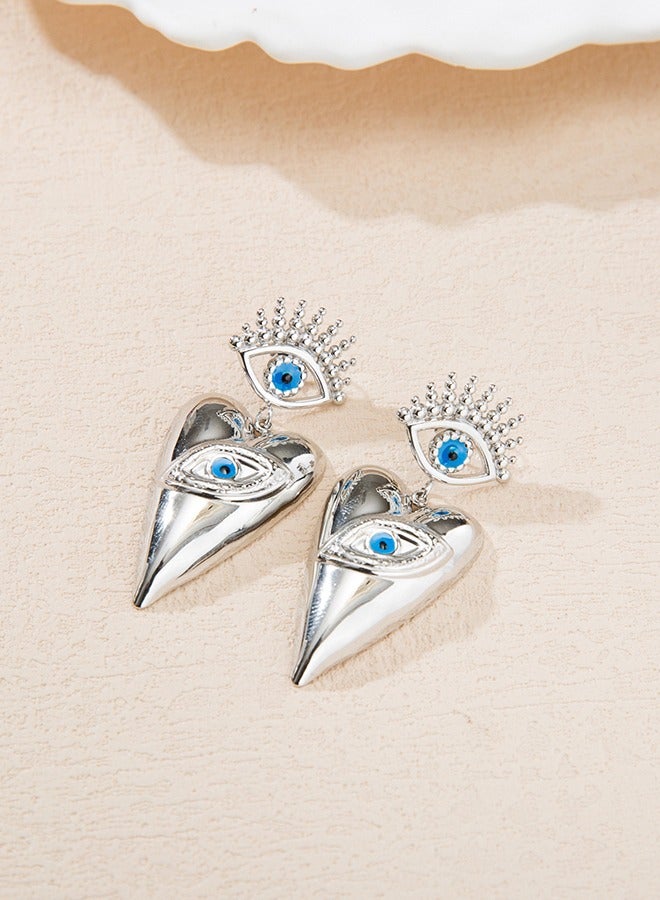 Ins stylish stainless steel heart pendant earrings, exquisite retro metal earrings.  - Image 4