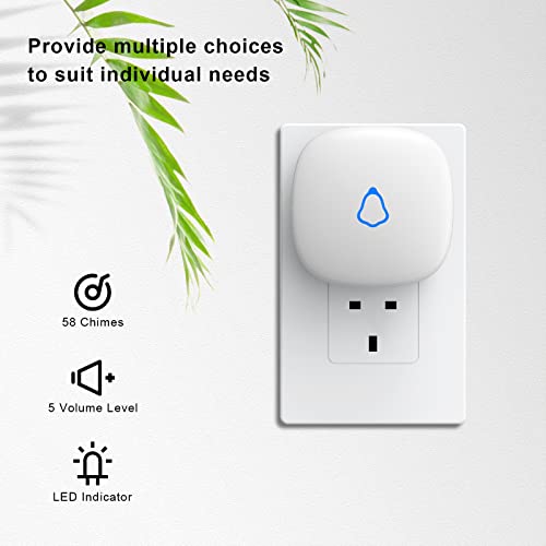 METAK Door Chime Wireless Door Open Contact Sensor Alarm with 500 FT Range 58 Chimes and 5 Volume Levels for BusinessStoreHomeOffice When Entering 3 Transmitter 1 Plugin Receiver White - Image 3