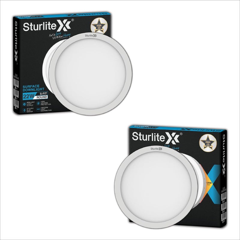 Sturlite S-FIT 22W Round LED Surface Light| 6500k Cool White Color Temperature| 1760 Lumens with CRI Tech for Accurate Color Representation - (Pack of 2) - Image 3