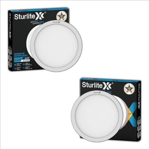 Sturlite S-FIT 22W Round LED Surface Light| 6500k Cool White Color Temperature| 1760 Lumens with CRI Tech for Accurate Color Representation - (Pack of 2) - Image 1