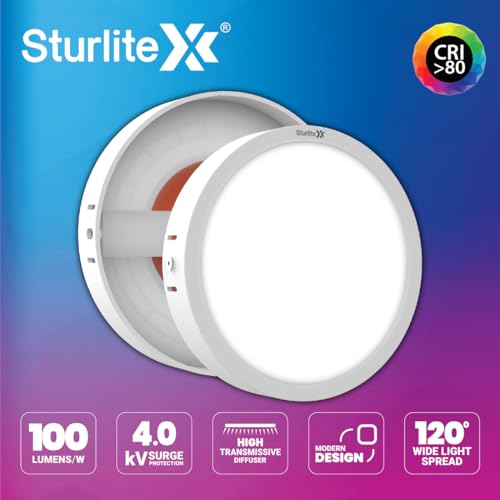Sturlite S-FIT 22W Round LED Surface Light| 6500k Cool White Color Temperature| 1760 Lumens with CRI Tech for Accurate Color Representation - (Pack of 2) - Image 4