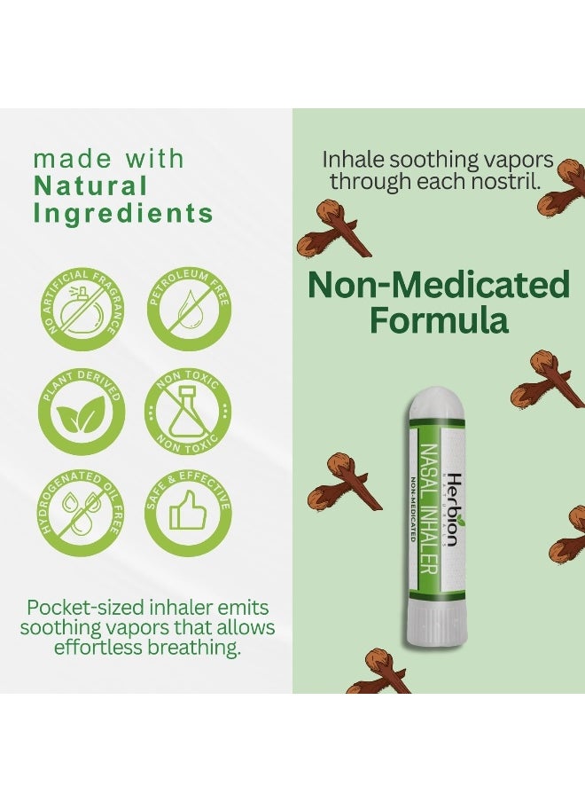 Herbion Naturals Nasal Inhaler Non-Medicated, 0.05 Fl Oz (1.5ml) - Relieves Nasal Congestion & Blockage, Sinusitis & Allergic Conditions - Menthol, Clove Oil, Eucalyptus Oil & Camphor.