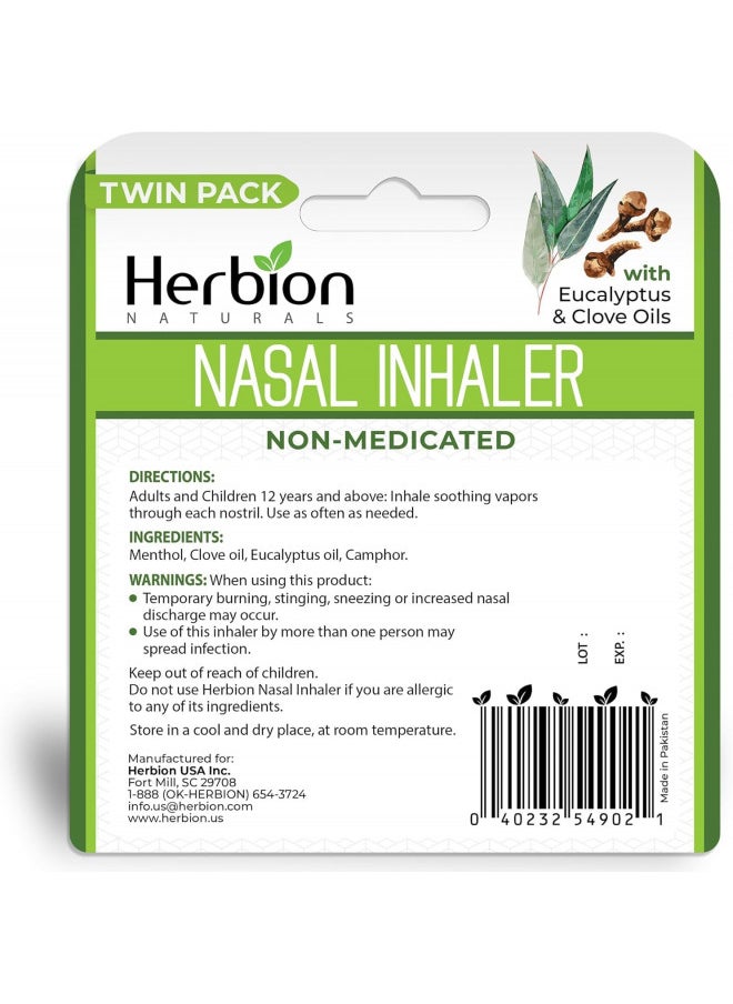 Herbion Naturals Nasal Inhaler Non-Medicated, 0.05 Fl Oz (1.5ml) - Relieves Nasal Congestion & Blockage, Sinusitis & Allergic Conditions - Menthol, Clove Oil, Eucalyptus Oil & Camphor.