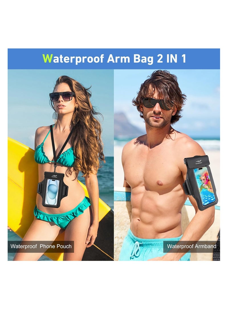 Waterproof Phone Pouch, With Detachable lanyard and strap, for iPhone 15 Pro Max 14 13  Waterproof Case Dry Bag for Beach, Swim, Boating, Hiking, Protect Phone, Passport, Sand