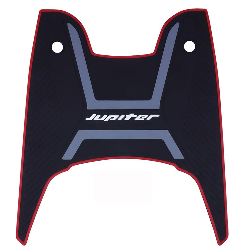 Ramanta Jupiter 125 Foot Mat BS6 Washable Floor Mat Anti Skid Heavy Duty Foot Mat for Scooter Rubber Anti-Slip Compatible with for Juipter 125 CC Scooty (1 PC; Red, Black) - Image 1