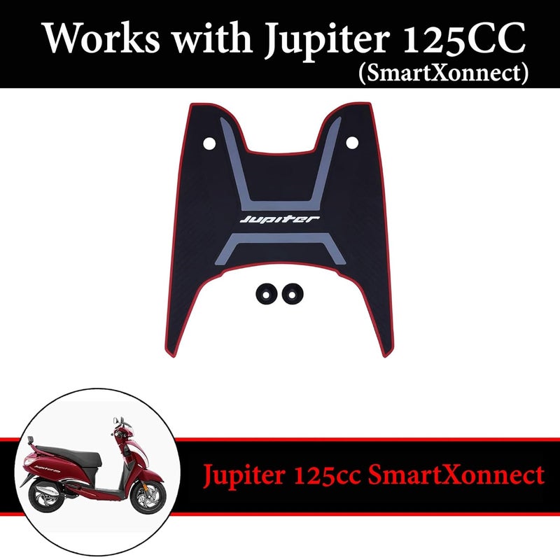 Ramanta Jupiter 125 Foot Mat BS6 Washable Floor Mat Anti Skid Heavy Duty Foot Mat for Scooter Rubber Anti-Slip Compatible with for Juipter 125 CC Scooty (1 PC; Red, Black) - Image 3