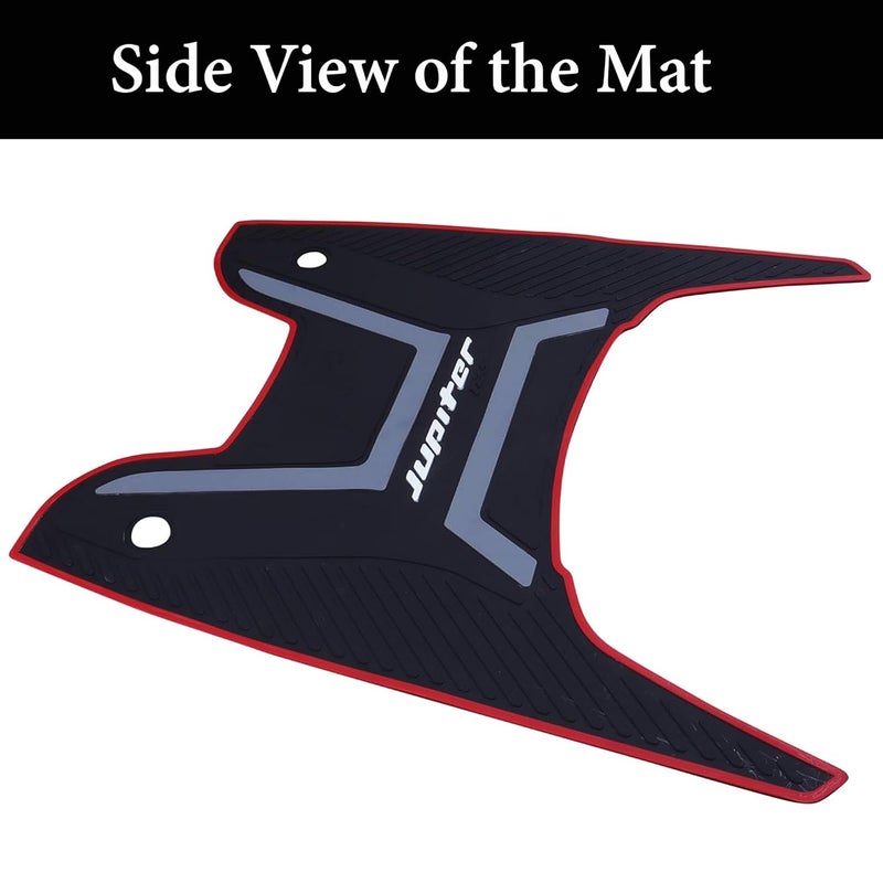 Ramanta Jupiter 125 Foot Mat BS6 Washable Floor Mat Anti Skid Heavy Duty Foot Mat for Scooter Rubber Anti-Slip Compatible with for Juipter 125 CC Scooty (1 PC; Red, Black) - Image 5