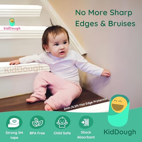 KidDough Baby Proofing Thick Edge Protector for Kids, Furniture and Corner Guard, Rubber Protector for Kids Safety, Corner Protector for Sharp Edges, Baby Safety Products (2 mtr, White, Flat Shape) - Image 3
