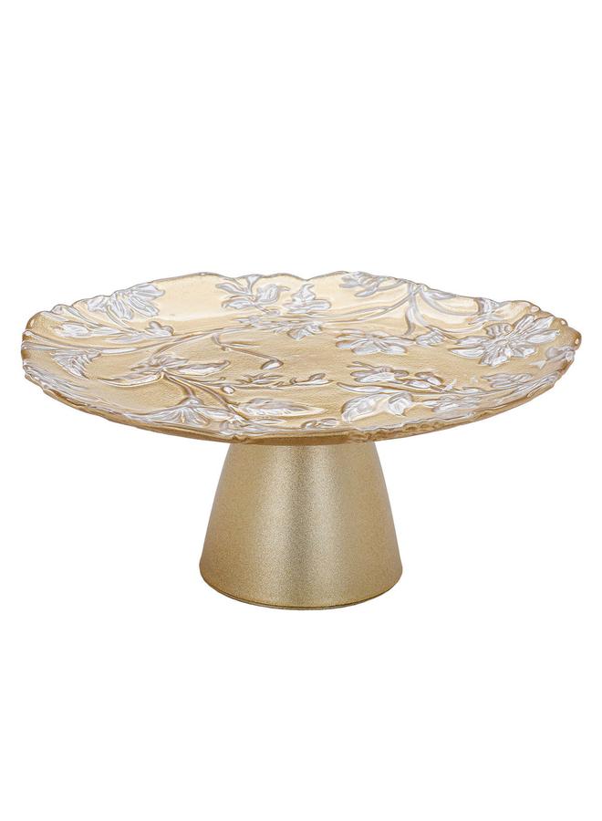 Alsaif Glass Serving Stand 21X21X9 Cm Gold - Image 1