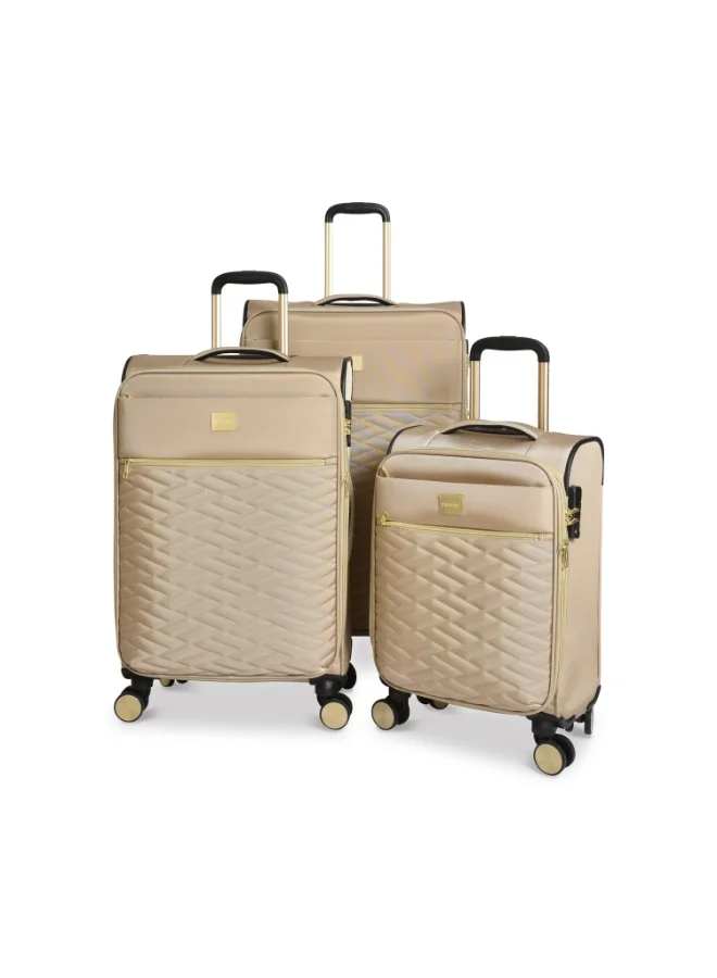 MAGELLAN Soft Shell Fabric Trolley 3-Piece Luggage Set M24001/3P Suitcase Set 18 24 28 Inch with TSA Lock 4 Double Spinner Wheels Travel Bag
