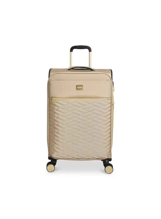 MAGELLAN Soft Shell Fabric Trolley 3-Piece Luggage Set M24001/3P Suitcase Set 18 24 28 Inch with TSA Lock 4 Double Spinner Wheels Travel Bag