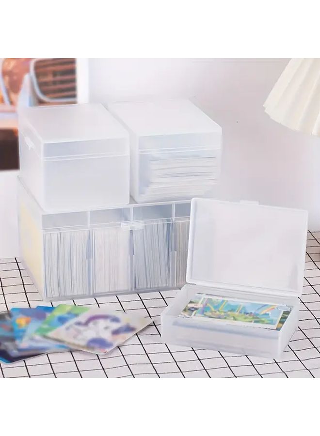 3pcs Clear Plastic Card Storage Boxes 1 Large And 2 Small With Lids Transrectangular Organizer For Playing Cards Game Cards Collectibles Durable PP Material Flip Top Design Easy Access - Image 1