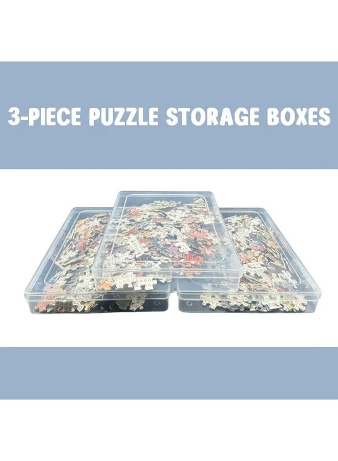 3 صناديق تخزين ألغاز بلاستيكية شفافة مقاومة للماء والغبار لمجموعات 500 و750 و1000 قطعة - Image 1