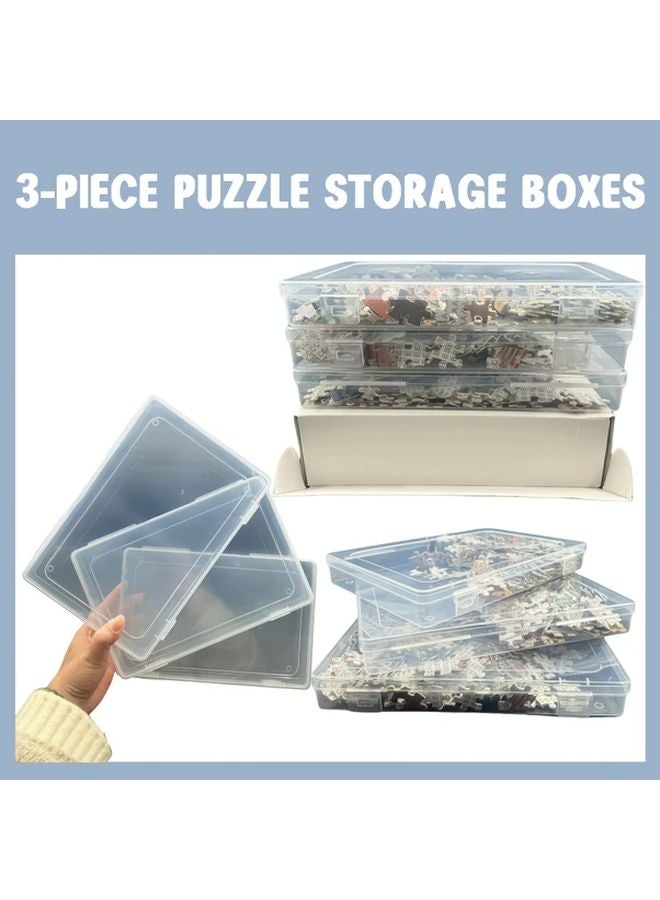 3 صناديق تخزين ألغاز بلاستيكية شفافة مقاومة للماء والغبار لمجموعات 500 و750 و1000 قطعة - Image 5