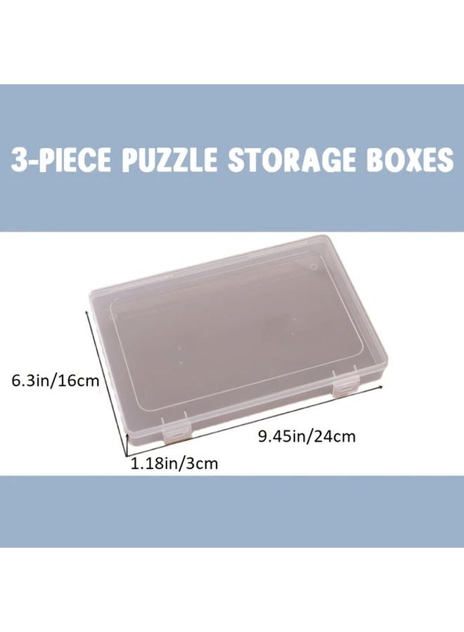 3 صناديق تخزين ألغاز بلاستيكية شفافة مقاومة للماء والغبار لمجموعات 500 و750 و1000 قطعة - Image 4