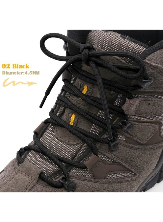 DELELE 2 Pair Thick Round Climbing Shoelaces Hiking Shoe Laces Boot Laces, De109-02 Black, 37 inch (95CM) - Image 2