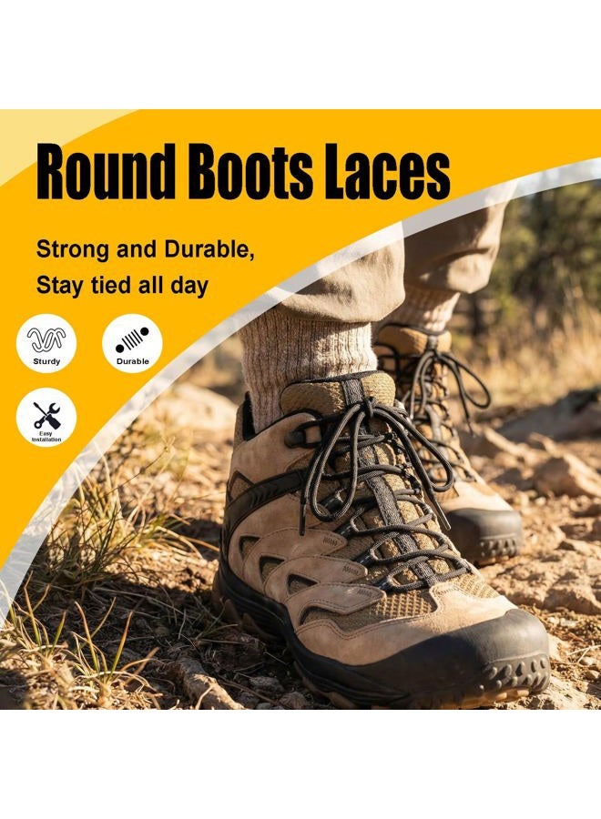 DELELE 2 Pair Thick Round Climbing Shoelaces Hiking Shoe Laces Boot Laces, De109-02 Black, 37 inch (95CM) - Image 3