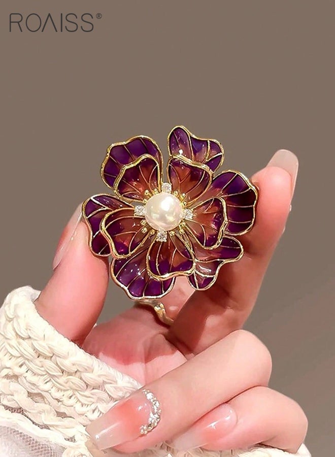 رويس 2 قطعة دبابيس زهور أنيقة، دبابيس ألماس عصرية، دبابيس زهرة الفاوانيا اللؤلؤية العتيقة، معطف، سترة، بدلة، دبوس وشاح إكسسوارات، مناسبة لحفلات النساء وأعياد الميلاد والارتداء اليومي - Image 5