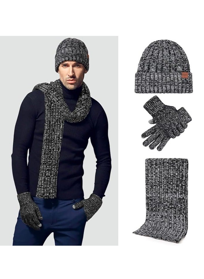 KASTWAVE Winter Beanie Hat Scarf Touchscreen Gloves Set, Hat Scarf Glove Set Women, Winter 3 in 1 Beanie Long Scarf and Touch Screen Gloves for Women Men Soft Warm for Winter Gift - Image 3
