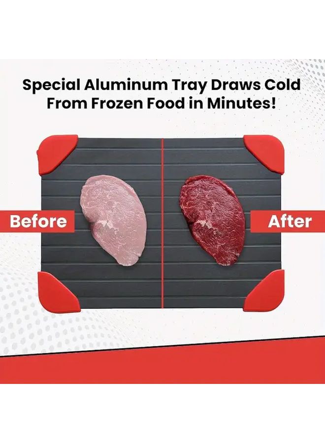 Black Fast Magic Meat Thawing Plate Aluminum Thawing Tray with Silicone Rim - Image 5