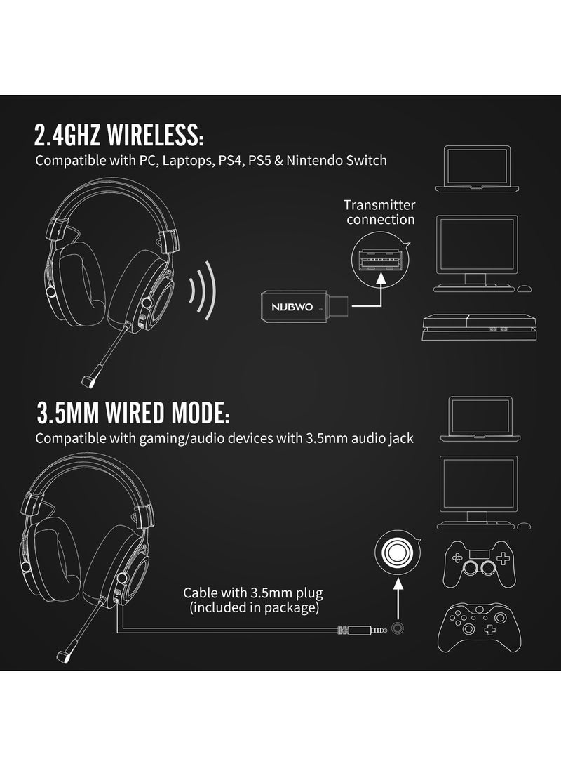 NUBWO G03 2.4G Wireless Over-Ear Gaming Headphones For PS4 PS5 XOne XSeries NSwitch PC - Image 4