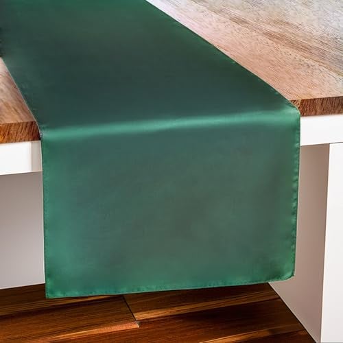 CV Linens RCZ Décor Elegant Emerald Green Satin Table Runner (14" x 108", 1 Piece) - Ideal for Any Events, Perfect for Weddings, Parties & Dinners - Image 3