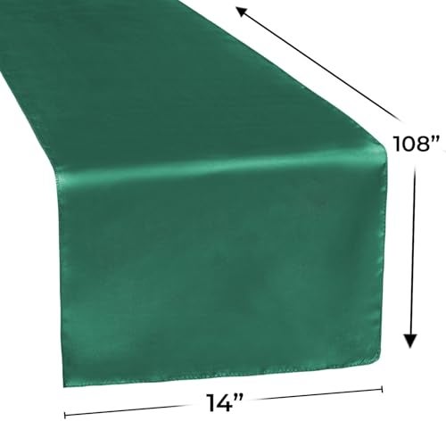 CV Linens RCZ Décor Elegant Emerald Green Satin Table Runner (14" x 108", 1 Piece) - Ideal for Any Events, Perfect for Weddings, Parties & Dinners - Image 2