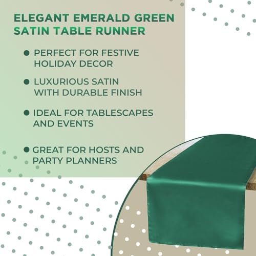 CV Linens RCZ Décor Elegant Emerald Green Satin Table Runner (14" x 108", 1 Piece) - Ideal for Any Events, Perfect for Weddings, Parties & Dinners - Image 5