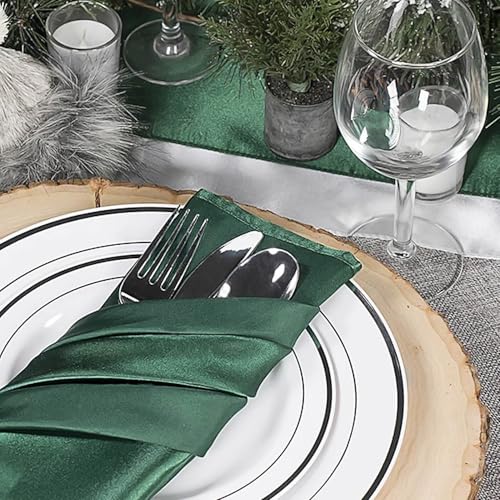 CV Linens RCZ Décor Elegant Emerald Green Satin Table Runner (14" x 108", 1 Piece) - Ideal for Any Events, Perfect for Weddings, Parties & Dinners - Image 4