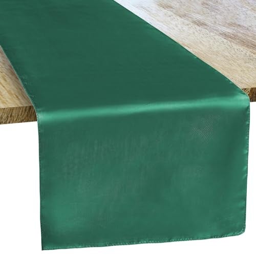 CV Linens RCZ Décor Elegant Emerald Green Satin Table Runner (14" x 108", 1 Piece) - Ideal for Any Events, Perfect for Weddings, Parties & Dinners - Image 1