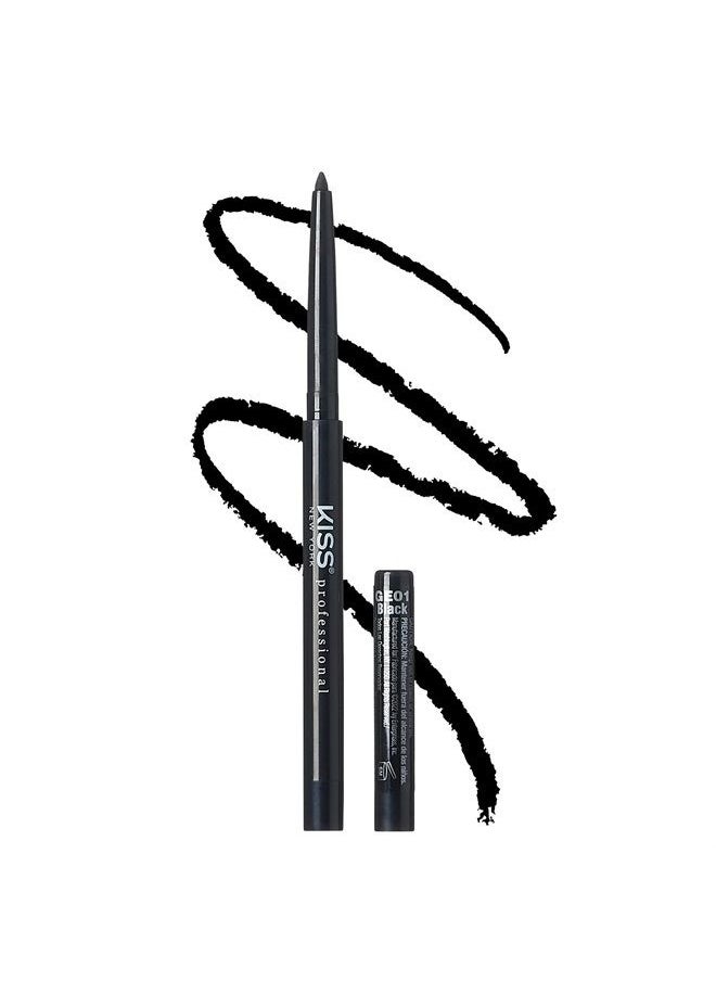 kiss new york Pro Intense Gel Eyeliner with Built-in Sharpener, Waterproof, Smudge-proof, Long Lasting Gel Eyeliner Pencil (Black)  - Image 1