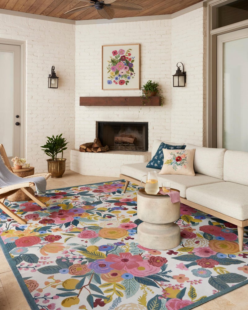 Loloi Rifle Paper Co. Perennial Collection Garden Party PRN-04 Rose/Multi 5'-3" x 7'-8" Indoor/Outdoor Area Rug - Image 1