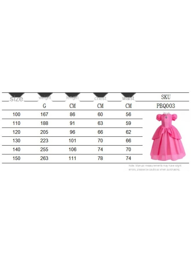 Super Mario  Mario  Bibi  Peach Princess Dress for Children's Performance Costume Pink Dress  Halloween - Image 3