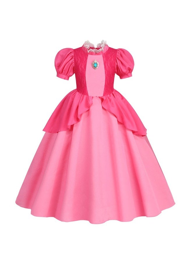 Super Mario  Mario  Bibi  Peach Princess Dress for Children's Performance Costume Pink Dress  Halloween - Image 1