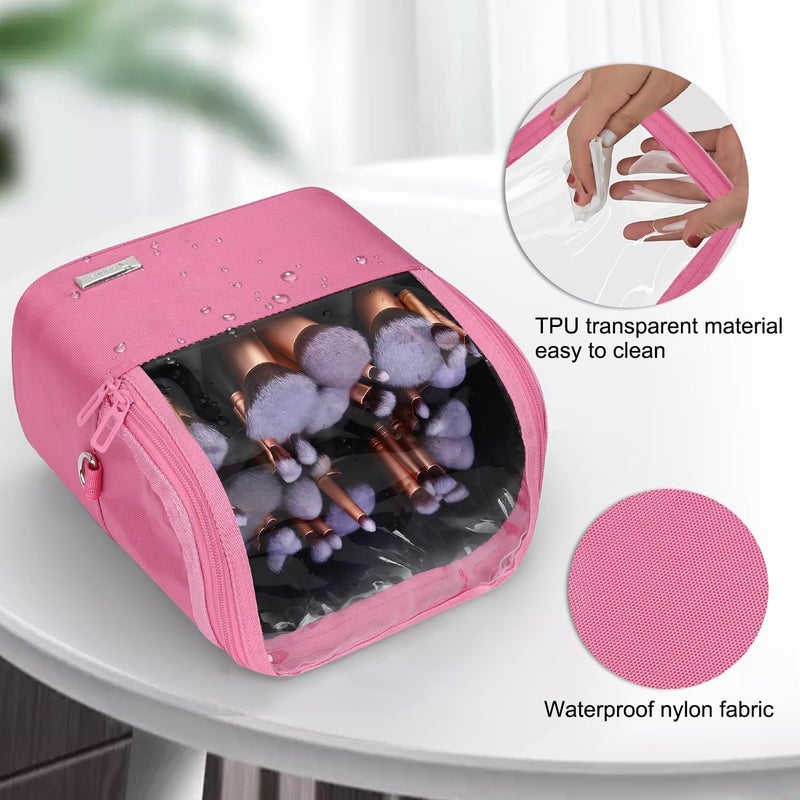 TANTO Makeup Brush Case Stand-up Makeup Cup Makeup Brush Holder Travel Professional Cosmetic Bag Artist Storage Bag with Shoulder Strap and Adjustable Divider (large black) - Image 5
