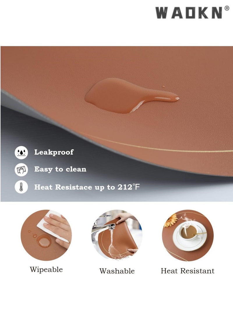 WAOKN - 6-Piece Wipe-Clean Faux Leather Placemat Set - Waterproof & Heat-Resistant for Indoor/Outdoor Dining - Image 1