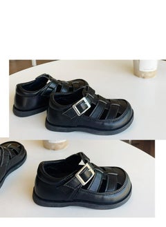 TS Children's Baotou Leather Shoes Solid Color Roman Weaving Microfiber Upper Sandals  - Image 5