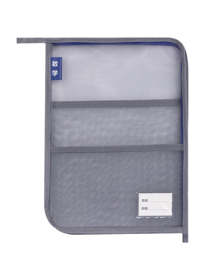 Deli L-Shaped Mesh Zipper Bag, Subject Classification Bag For Primary School Students, Thickened Subject Bag For Tutoring, Exam Paper And Document Bag, Large Capacity With Wide Opening, Blue Mathematics Ba149 - Image 1