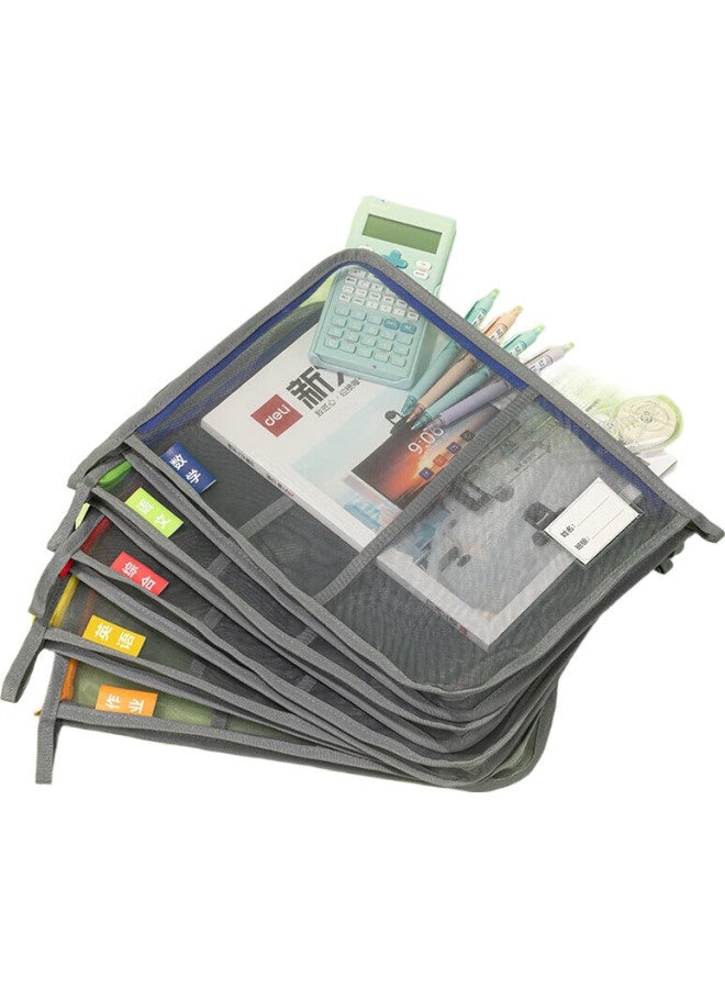 Deli L-Shaped Mesh Zipper Bag, Subject Classification Bag For Primary School Students, Thickened Subject Bag For Tutoring, Exam Paper And Document Bag, Large Capacity With Wide Opening, Blue Mathematics Ba149 - Image 2