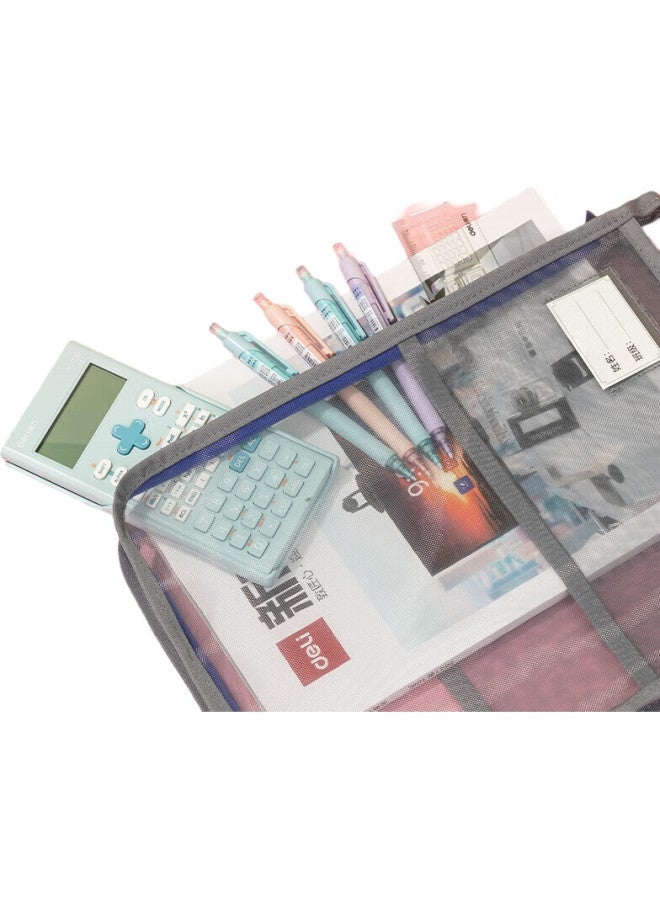 Deli L-Shaped Mesh Zipper Bag, Subject Classification Bag For Primary School Students, Thickened Subject Bag For Tutoring, Exam Paper And Document Bag, Large Capacity With Wide Opening, Blue Mathematics Ba149 - Image 3
