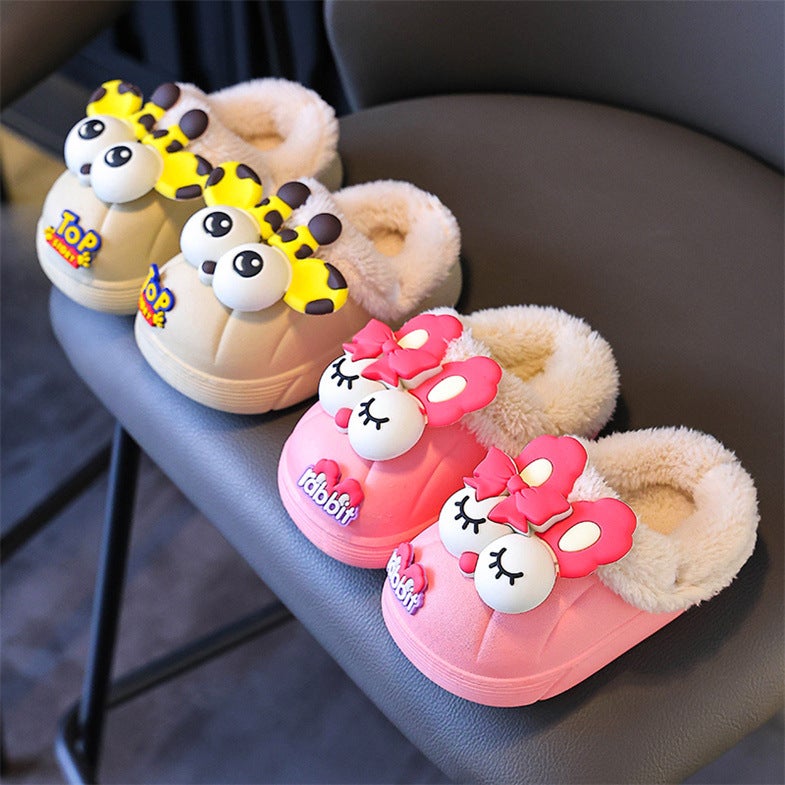 Winter Children'S Cotton Slippers For Boys And Girls Warm Non-Slip Fleece-Lined Cute Rabbit Small And Medium-Sized Children'S Baby Mao Mao Cotton Slippers - Image 5